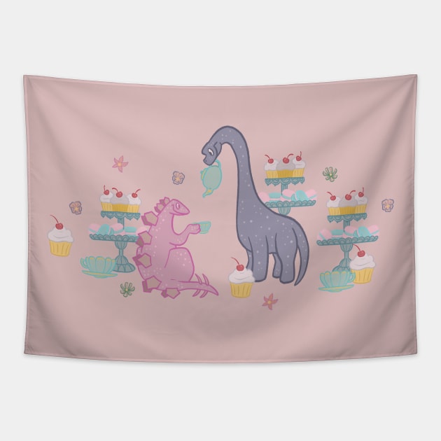 Dinosaur Tea Party Tapestry by Carabara Designs