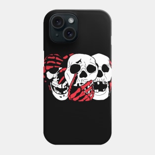 3 Skulls (w/red) Phone Case