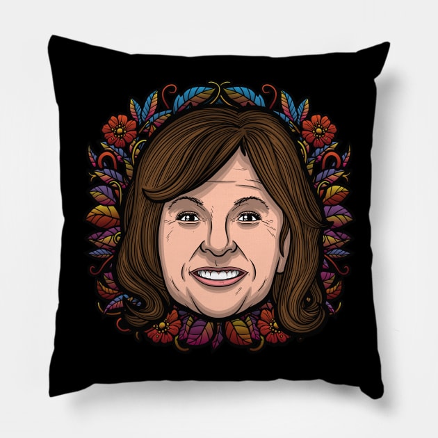 Roseanne Barr (Flowered) Pillow by Baddest Shirt Co.