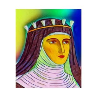 Hildegard of Bingen Colourful Portrait | Hildegard of Bingen Artwork 6 T-Shirt