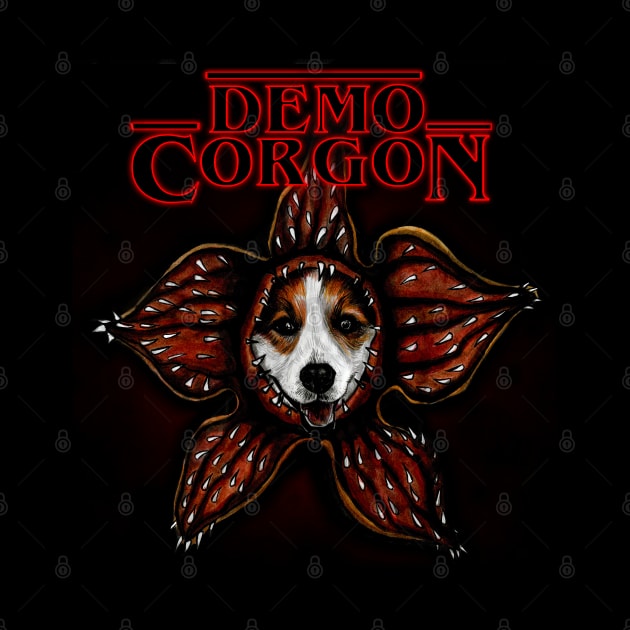 Demogorgon Corgi Pun Dog Stranger Things by Tasmin Bassett Art