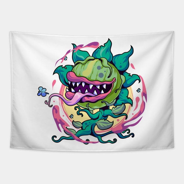 Monster Plant Goth carnivorous plant Tapestry by DionArts