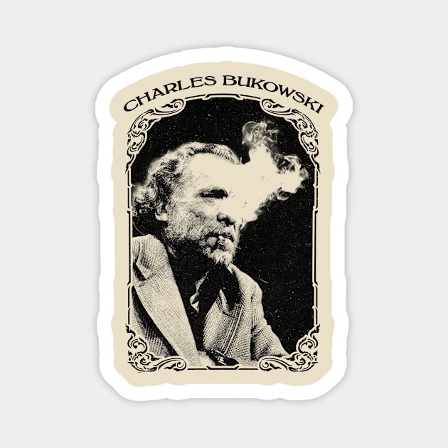 Charles Bukowski Smoking Vintage Magnet by Suksesno Aku Gusti