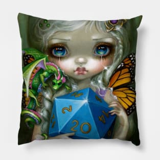 12 Sided Die Gamer Girl Fairy Dragon Pillow