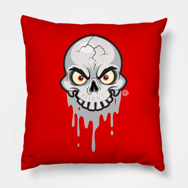 Skully Grey Pillow by Goin Ape Studios