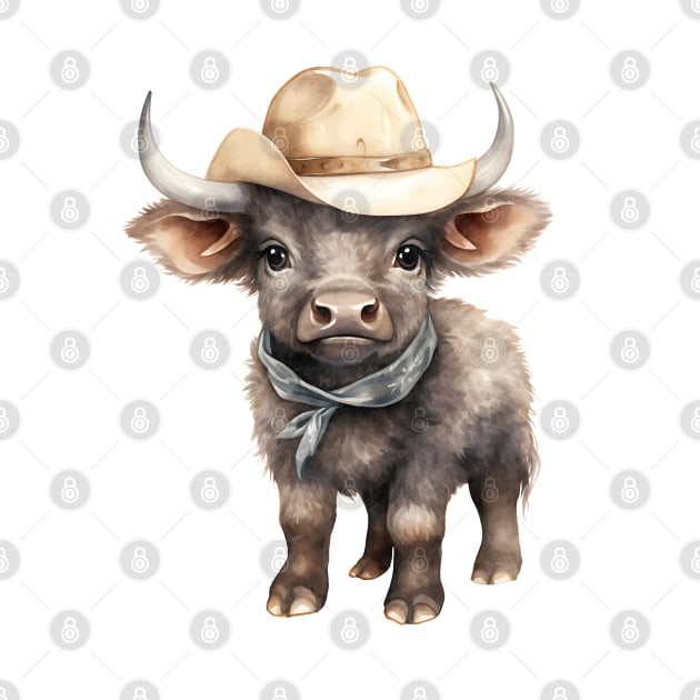 African Cape Buffalo Wearing a Cowboy Hat by Chromatic Fusion Studio