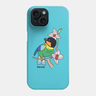 Cute Orange Cheeked Parrot Bird Drawing Phone Case