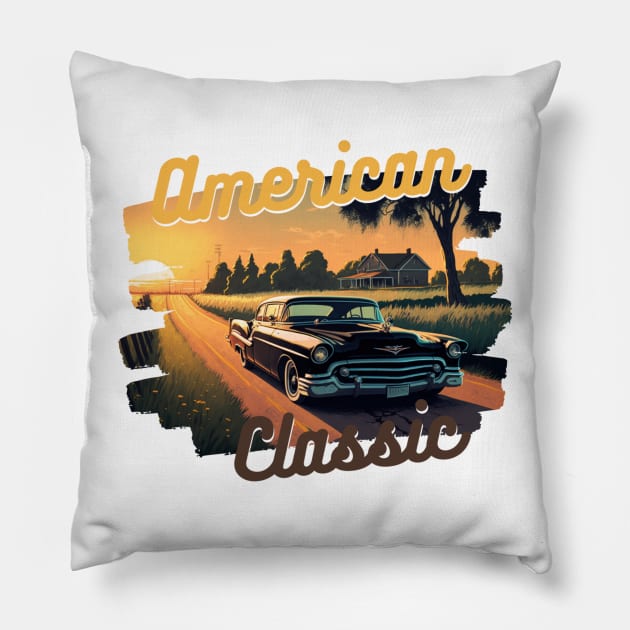 American Classic Car Inspired by the Chevy Monte Carlo Pillow by TheArtfulAllie