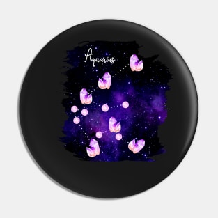 Aquarius Constellation made up of Amethyst Crystals - Birthstones and Star Signs Pin