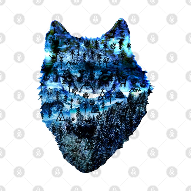 Native American Indian Wolf Symbols Forest Camping Tree by PoizonBrand