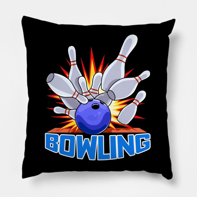 Bowling Ball 10 Pins Bowler Pillow by Noseking