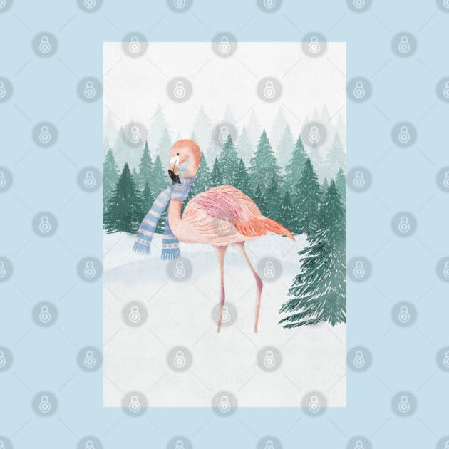 Flamingo in winter by CalliLetters