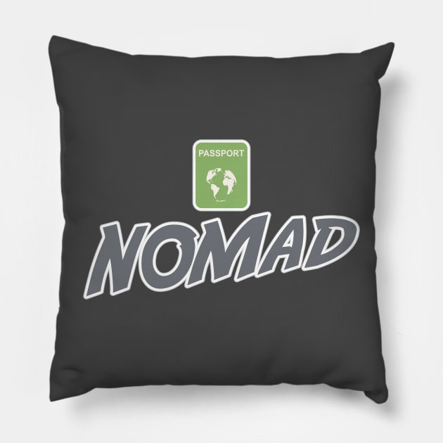 Nomad World Traveler Jetsetter Expat Freelancer Pillow by Grassroots Green