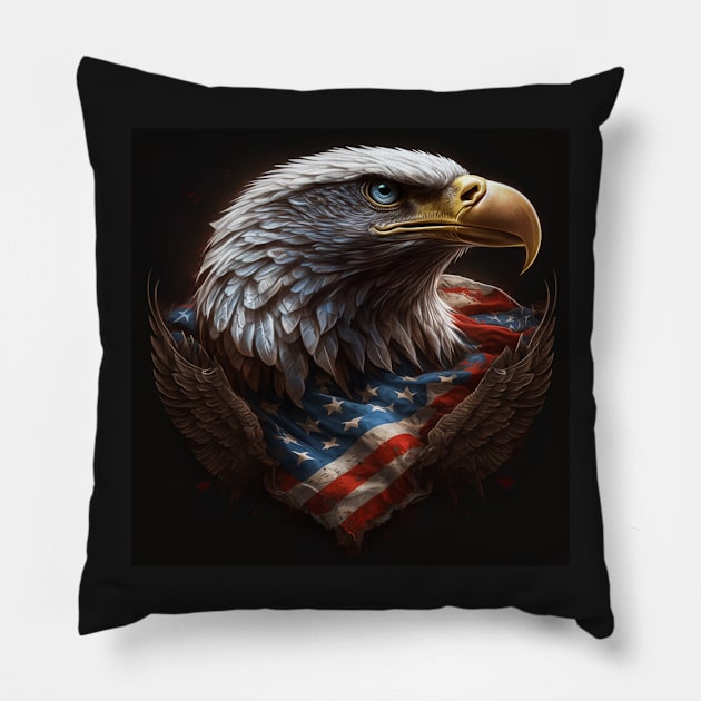 American Eagle and US Flag Pillow by Jades-Corner