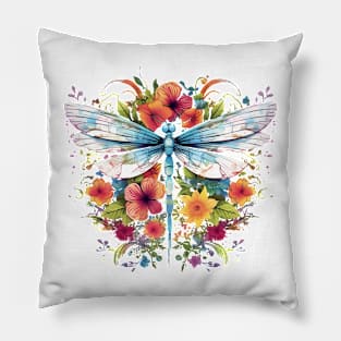 Floral Dragonfly Pillow