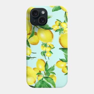 yellow lemon in blue background Phone Case