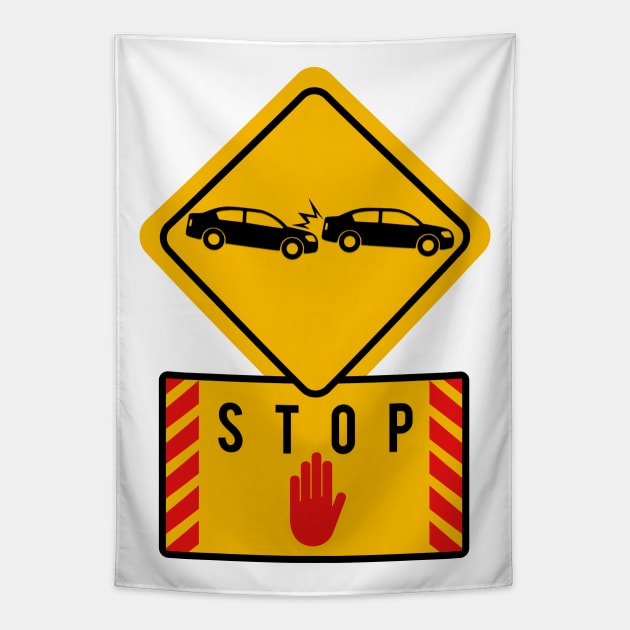 Stop Car Sticker Tapestry by Ynes87