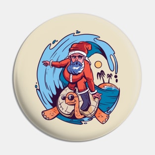 Santa Surfing Pin