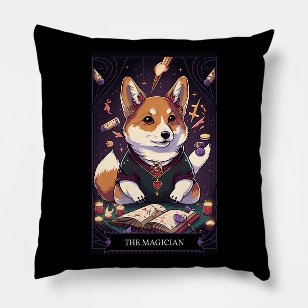 The Magician Tarot Card Corgi Pillow by UnrealArtDude