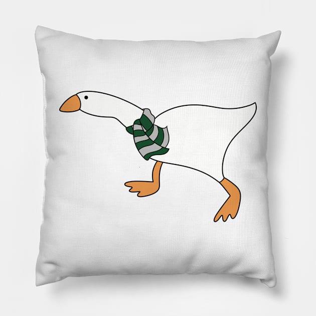 Goose Wizard with Green Gray Scarf Pillow by The Pretty Hippo Company