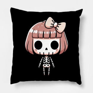 Cute Kawaii Ghost in Halloween Style | Halloween Costume for Skeleton Lovers Pillow