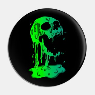 Green Melting Skull Pin