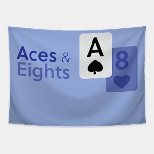 blue and white Aces and Eights Tapestry