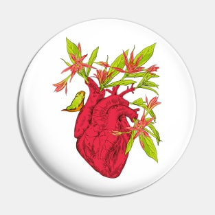 heart with flowers, leaves and birds Pin