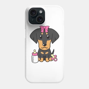 Cute dahshund is a baby - girl Phone Case