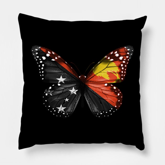 Papua New Guinean Flag  Butterfly - Gift for Papua New Guinean From Papua New Guinea Pillow by Country Flags