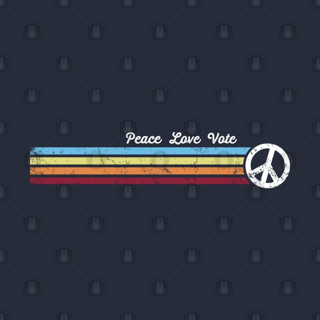 Retro Stripes Peace Love Vote by Jitterfly