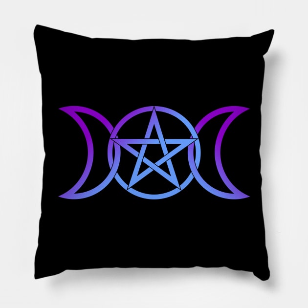 Triple Moon Goddess light purple to blue Pillow by RavenWake