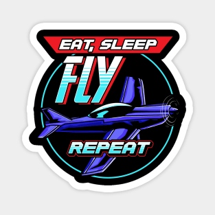 Eat Sleep Fly Repeat Airplane Pilot Aviation Pun Magnet