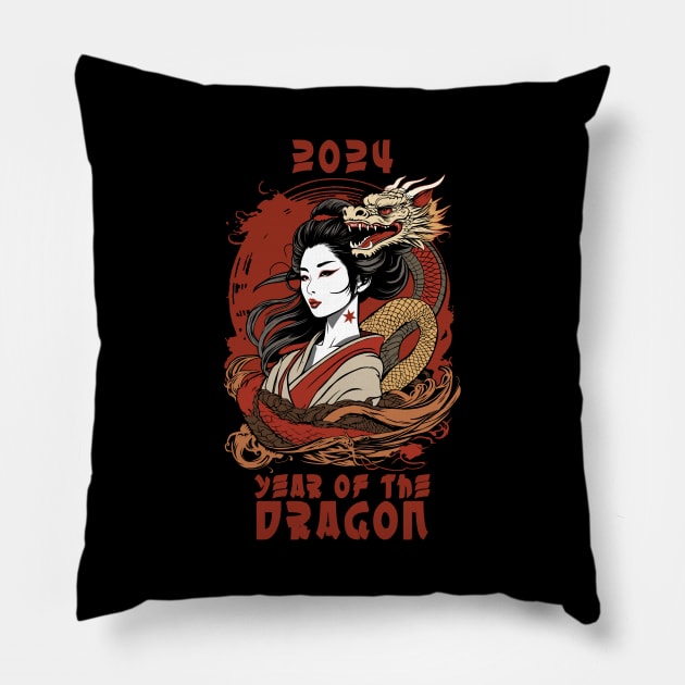 Chinese New Year | 2024 Year Of The Dragon Pillow by TMBTM