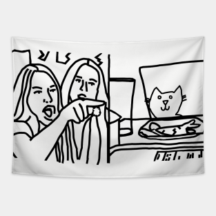 Woman Yelling At Cat Meme Tapestries Teepublic