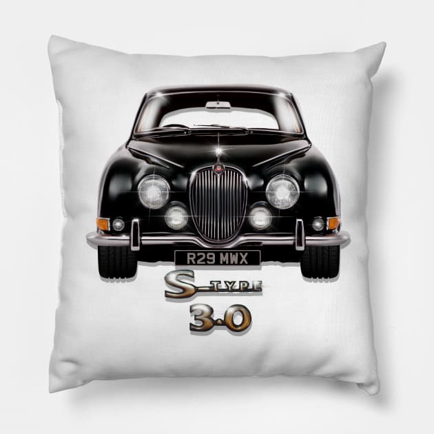 Stunning S Type 3Litre Jag Car Pillow by MotorManiac