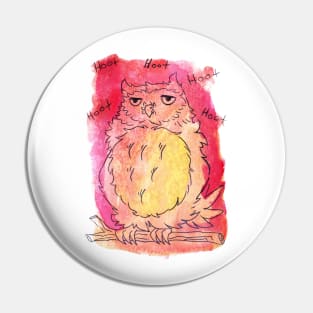 Watercolor Owl Hoot Hoot Hoot Pin