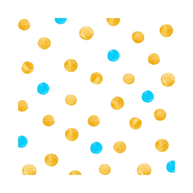 Watercolor random dots - yellow and blue by wackapacka