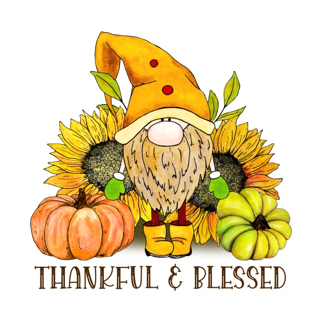 Thankful and Blessed Autumn Gnome by Designs by Ira