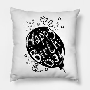 Happy Birthday handlettered party balloon Pillow