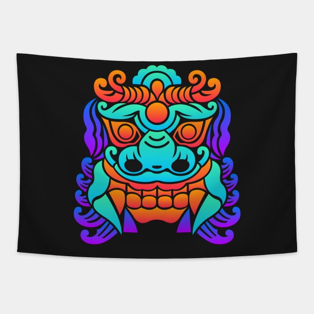 Trippy Psychedelic Chinese Dragon Tapestry by MeatMan