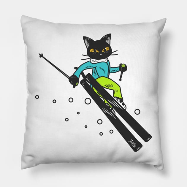 Ski action Pillow by BATKEI