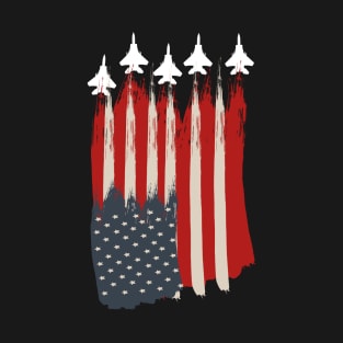 american flag and patriotic jets..4th of july gift T-Shirt