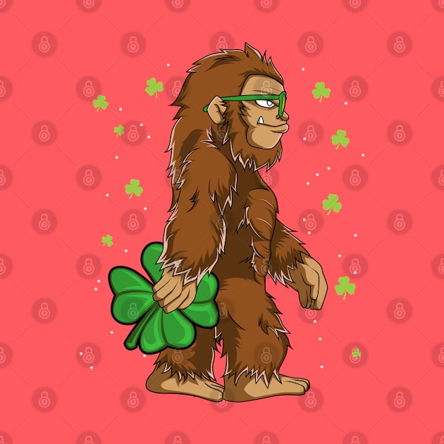 Bigfoot With Shamrock Funny St Patrick's Day Gift by HCMGift