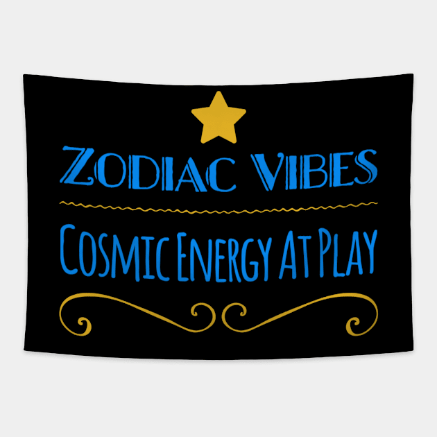 Zodiac Vibes Cosmic Energy At Play Tapestry by AngelkatSoulTalk