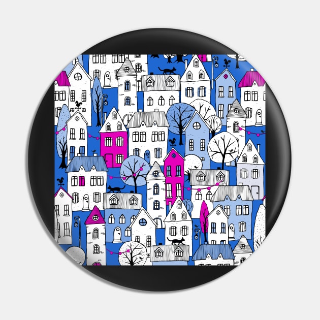 blue hour in town - blue-pink Pin by kobyakov