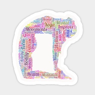 Yoga Excercise in Form Silhouette Shape Text Word Cloud Magnet