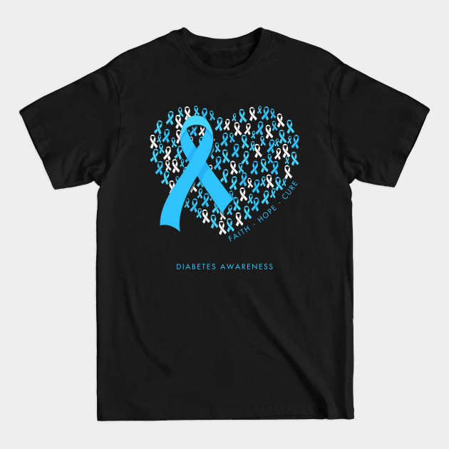 Discover Faith Hope Love Diabetes Awareness Cancer Ribbon Heart - Diabetes Awareness - T-Shirt