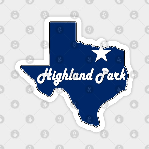 Highland Park Texas Lone Star State Map TX City Navy Blue Magnet by Sports Stars ⭐⭐⭐⭐⭐