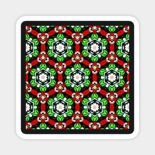 Red and Green Christmas Pattern Number 24 Magnet